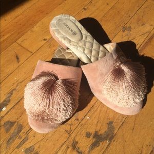 Birdies The Songbird Pink Velvet Tassel Mules